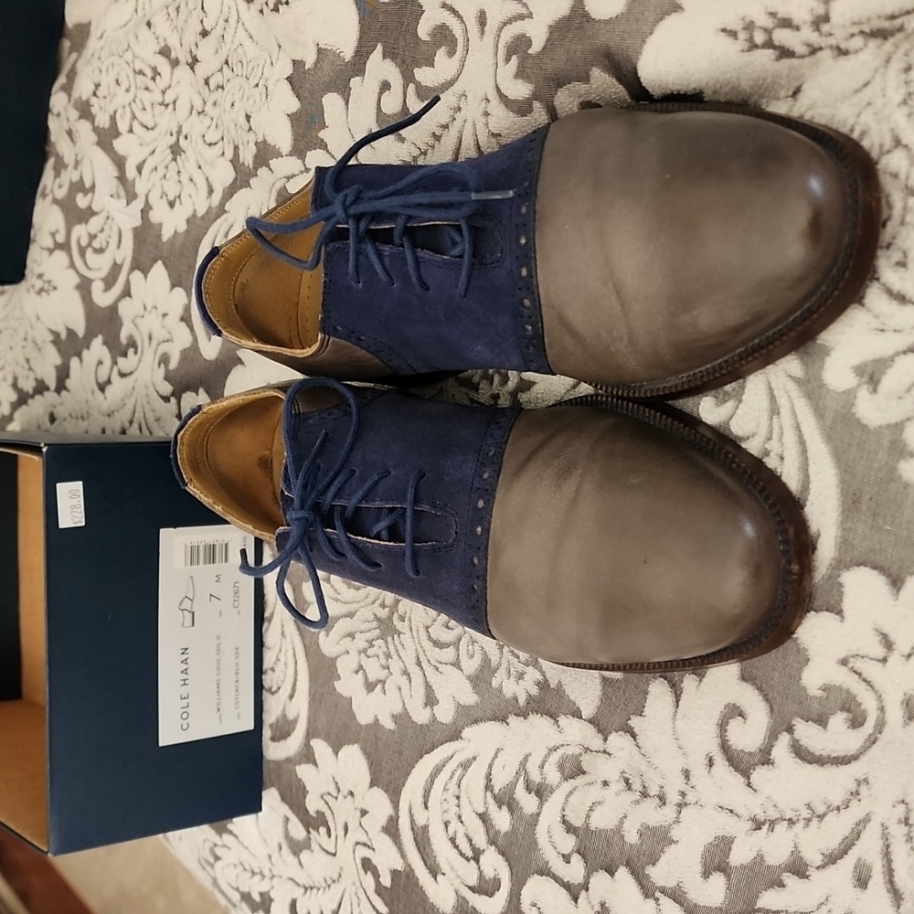 Mens dress shoe 7.M Cole Haan Williams Casul. Saddle.II C12671 Cstlrck/Blue Sde